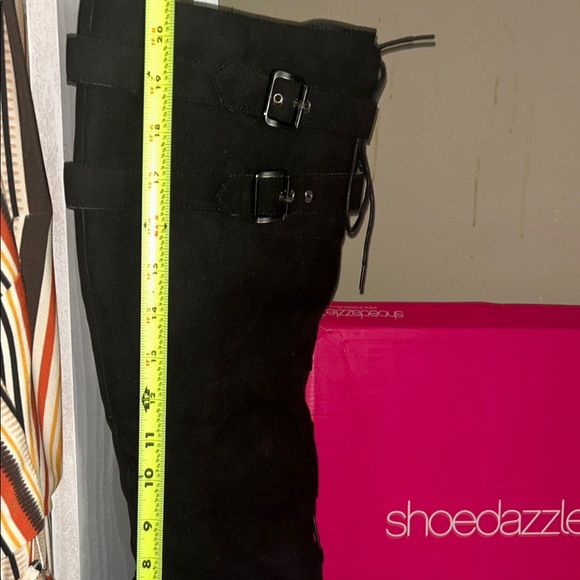 Shoe Dazzle Black Heeled Boots with Buckle Details - Picture 4 of 4